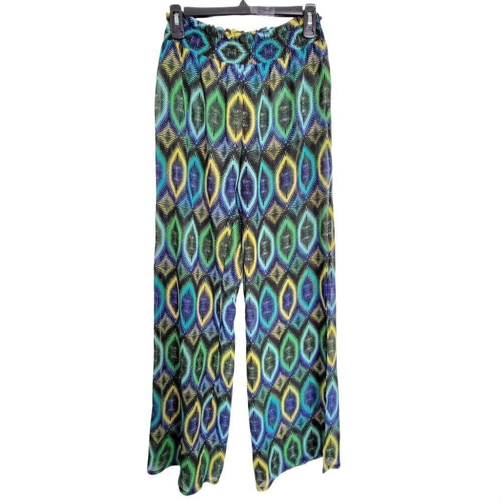 Laundry by Shelli Segal Semi Sheer Elastic High Waist PullOn Wide Leg Boho Pants